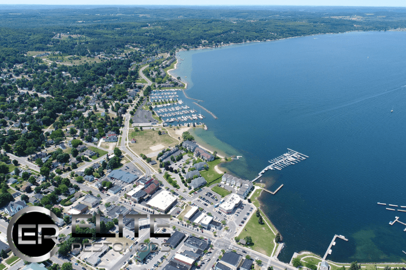 Aerial View of Boyne City, Michigan